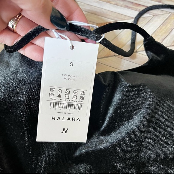 HALARA Criss‎ Cross Back Mini Lace Up Velvet Short Dress Green Pickleball Active - Picture 5 of 10